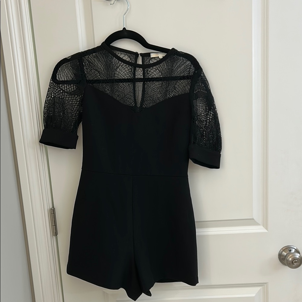 Maje Black Lace Sleeve Romper